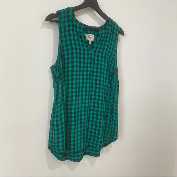 G.H. Bass & Co Women's M Plaid Summer  Tank Top Green 100% Viscose - Picture 4 of 15